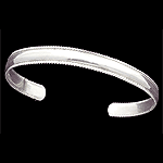 23964 Sterling Silver Ribbed Edge Cuff Bracelet