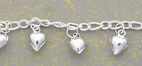 25826 Sterling Silver Heart Charm Bracelet