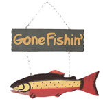 WOOD "GONE FISHING" SIGN 