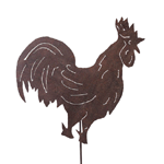 RUSTED ROOSTER ON STICK  Item:  29650