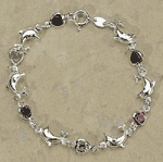 #30494 Sterling Silver Dolphin & Heart Bracelet